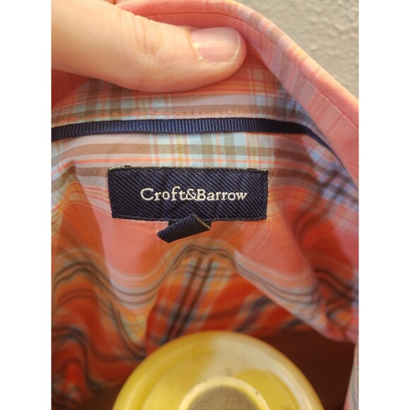 Croft And Barrow Mens Short Sleeve Pink Blue And Striped Shirt Size 2XL - Picture 8 of 8